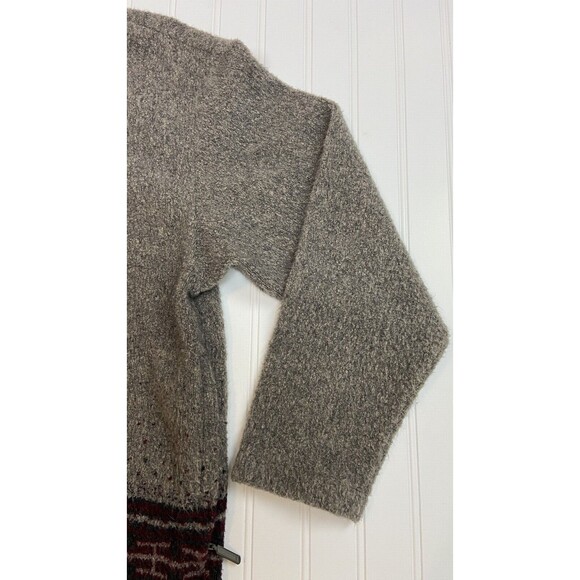 VTG Columbia Womens Small Maroon Grey Aztec Wool Fleece Zip Jacket USA 90s Y2K - Picture 6 of 12